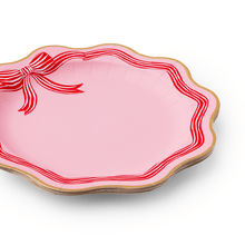 Load image into Gallery viewer, ELEGANT PINK PEPPERMINT BOW DINNER PLATES