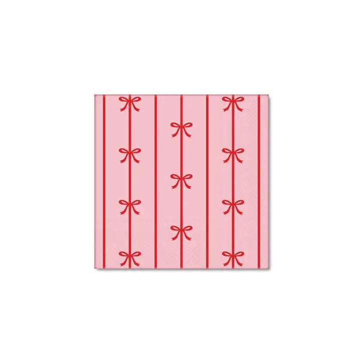 Signature Bow Small Napkins Pink + Red