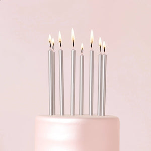 Tall Cake Candles Silver (12cm)