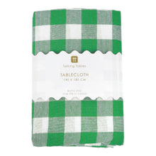 Load image into Gallery viewer, Green &amp; White Fabric Gingham Tablecloth
