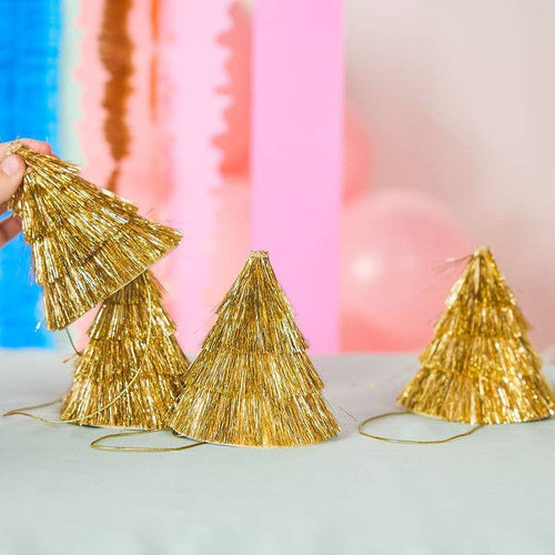 Golden Girl Mini Gold Fringe Party Hats Set
