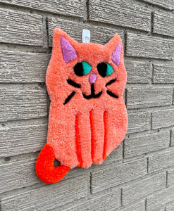 Cat Tufted Wall Hanging: Orange