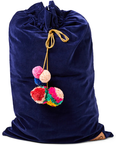 KIP & Co. Navy Blue Velvet Santa Sack