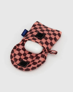 Baggu - Puffy Earbuds Case Pink Brown Check