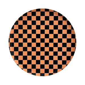 Checkered Orange and Black Small Plates (Pack 8)