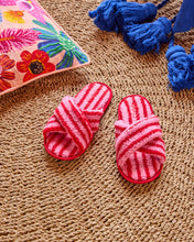 Load image into Gallery viewer, KIP &amp; Co. Candy Stripe Sherpa Adult Slippers