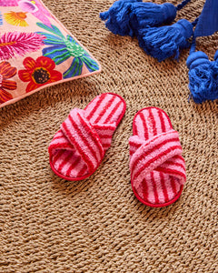 KIP & Co. Candy Stripe Sherpa Adult Slippers