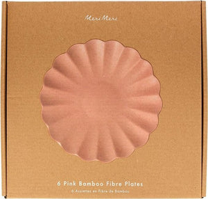 Pink Reusable Bamboo Large Plate (Pack 6)