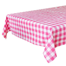 Load image into Gallery viewer, Fabric Gingham Tablecloth Raspberry &amp; White