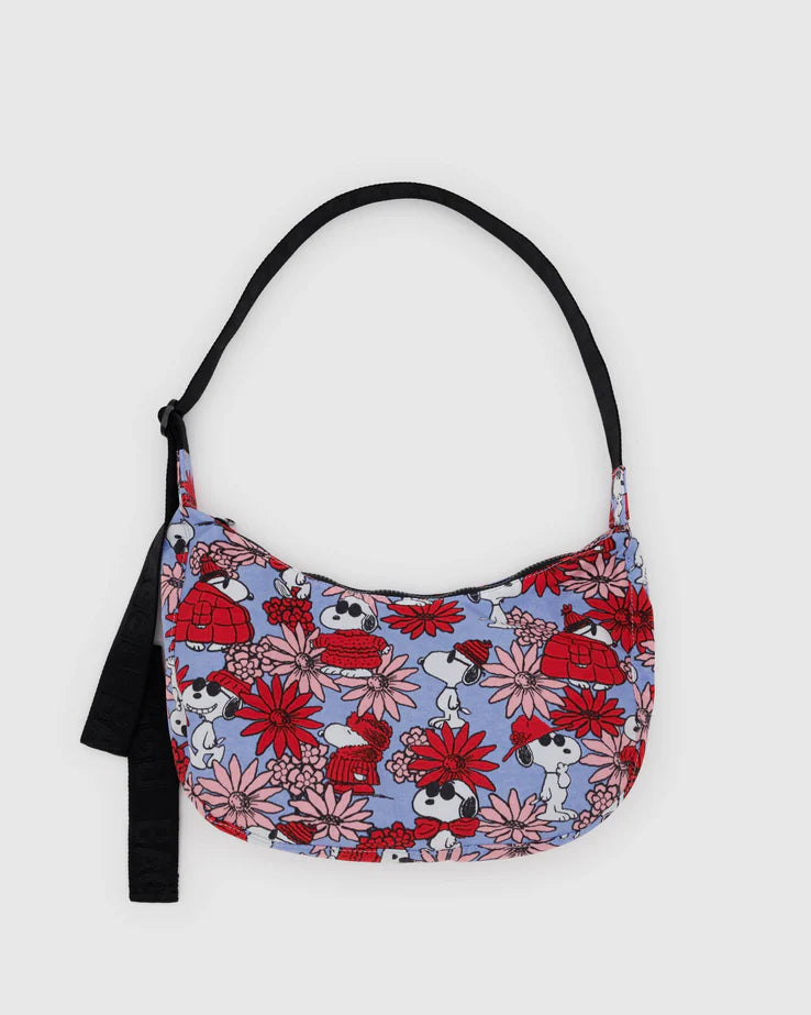 Baggu - Medium Nylon Cresent Bag Floral Snoopy