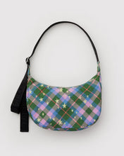 Load image into Gallery viewer, Baggu Medium Nylon Cresent Bag Green Star Plaid
