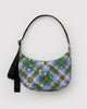 Baggu Medium Nylon Cresent Bag Green Star Plaid