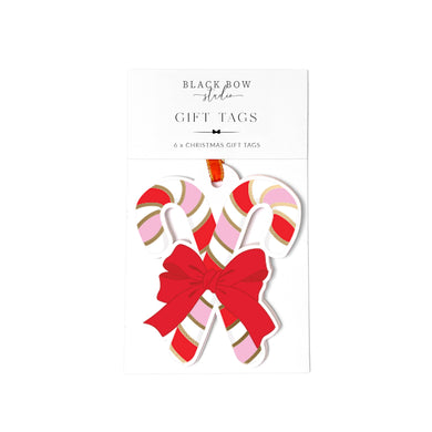 Candy Cane Christmas Gift Tag Set - Pink Red
