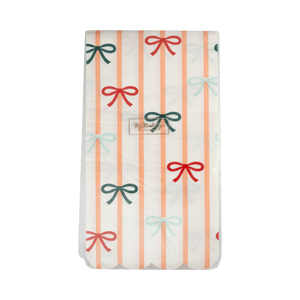 Bows and Stripes Scalloped Dinner Guest Napkins (Pack 24)