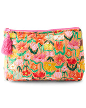 Load image into Gallery viewer, KIP &amp; Co. Popping Flowers Peach Quilted Cotton Toiletry Purse
