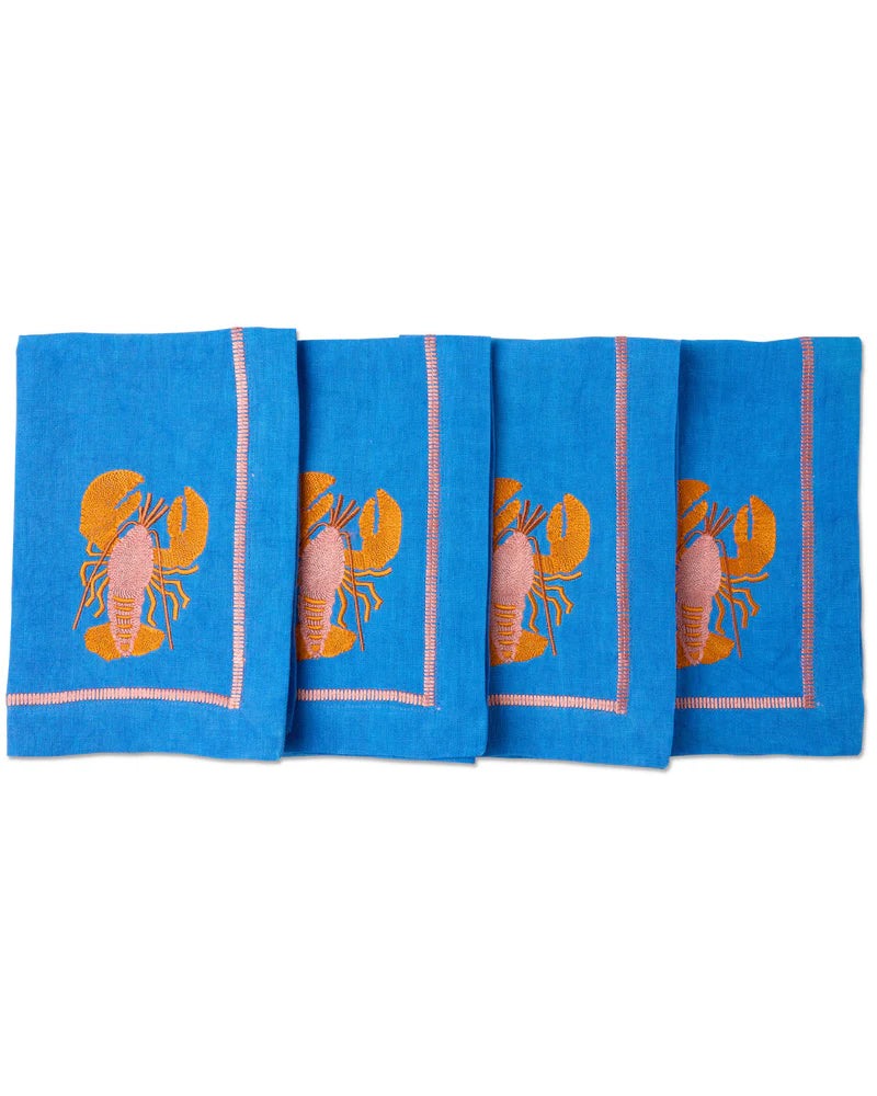 KIP & Co. Lobster Embroidered 4P Napkin Set
