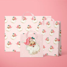 Load image into Gallery viewer, Retro Pink Santa Gift Bag: M
