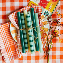 Load image into Gallery viewer, Fabric Gingham Tablecloth Orange &amp; White