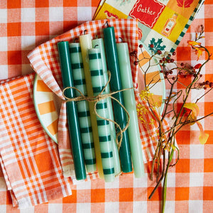 Fabric Gingham Tablecloth Orange & White