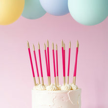 Load image into Gallery viewer, Gold Double Dipped Candles / Hot Pink (Pk 12)