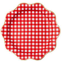 Load image into Gallery viewer, ELEGANT CHERRY RED GINGHAM DINNER PLATES