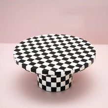 Load image into Gallery viewer, Black &amp; White Checkered Resin Cake Stand