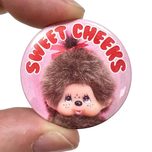 Sweet Cheeks Monkey Button Pin Badge