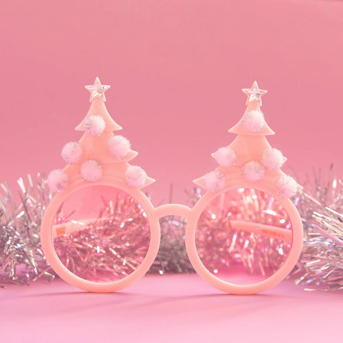 Christmas Tree Holiday Glasses / Pastel Pink