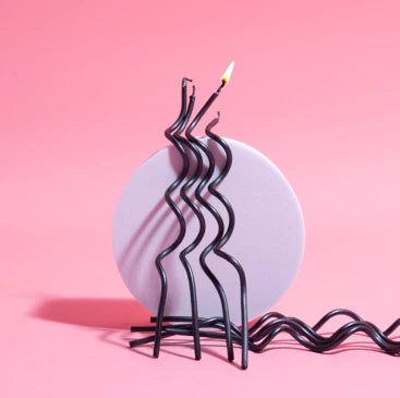 Swirly Cake Candles / Black (Pk 16)