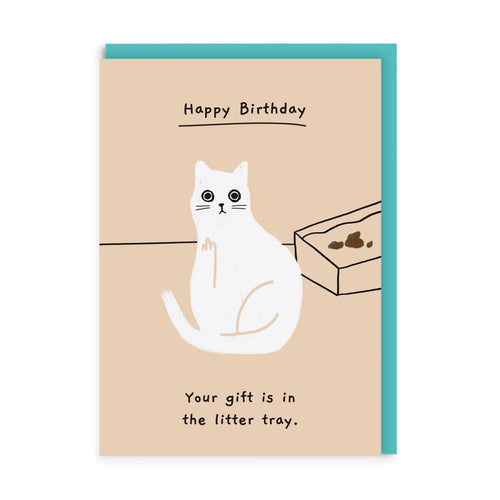 Gift Is In The Litter Tray Birthday Greeting Card