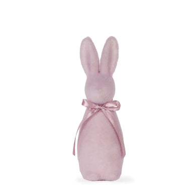 Mini Flocked Rabbit With Bow Lilac