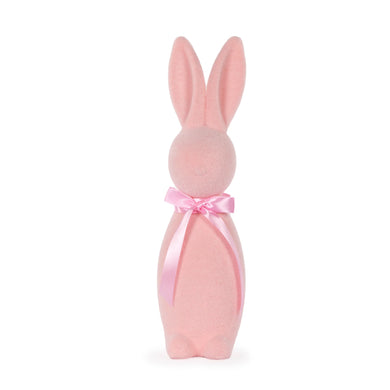 Large Flocked Rabbit With Bow Pink