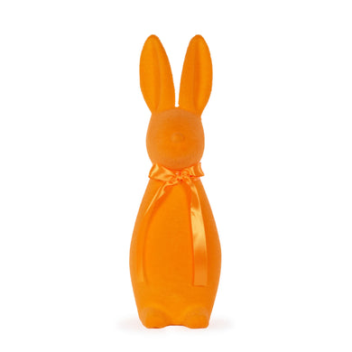 Large Flocked Rabbit With Bow Orange