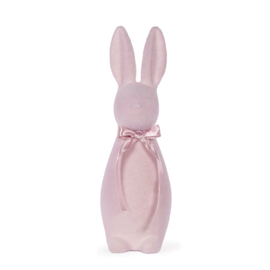 Large Flocked Rabbit With Bow Lilac