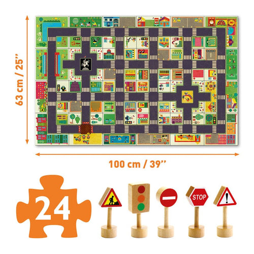 Djeco City Road 24pc Giant Pop To Play Puzzle