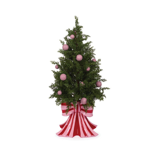 Red + Pink Bow Christmas Tree with Baubles