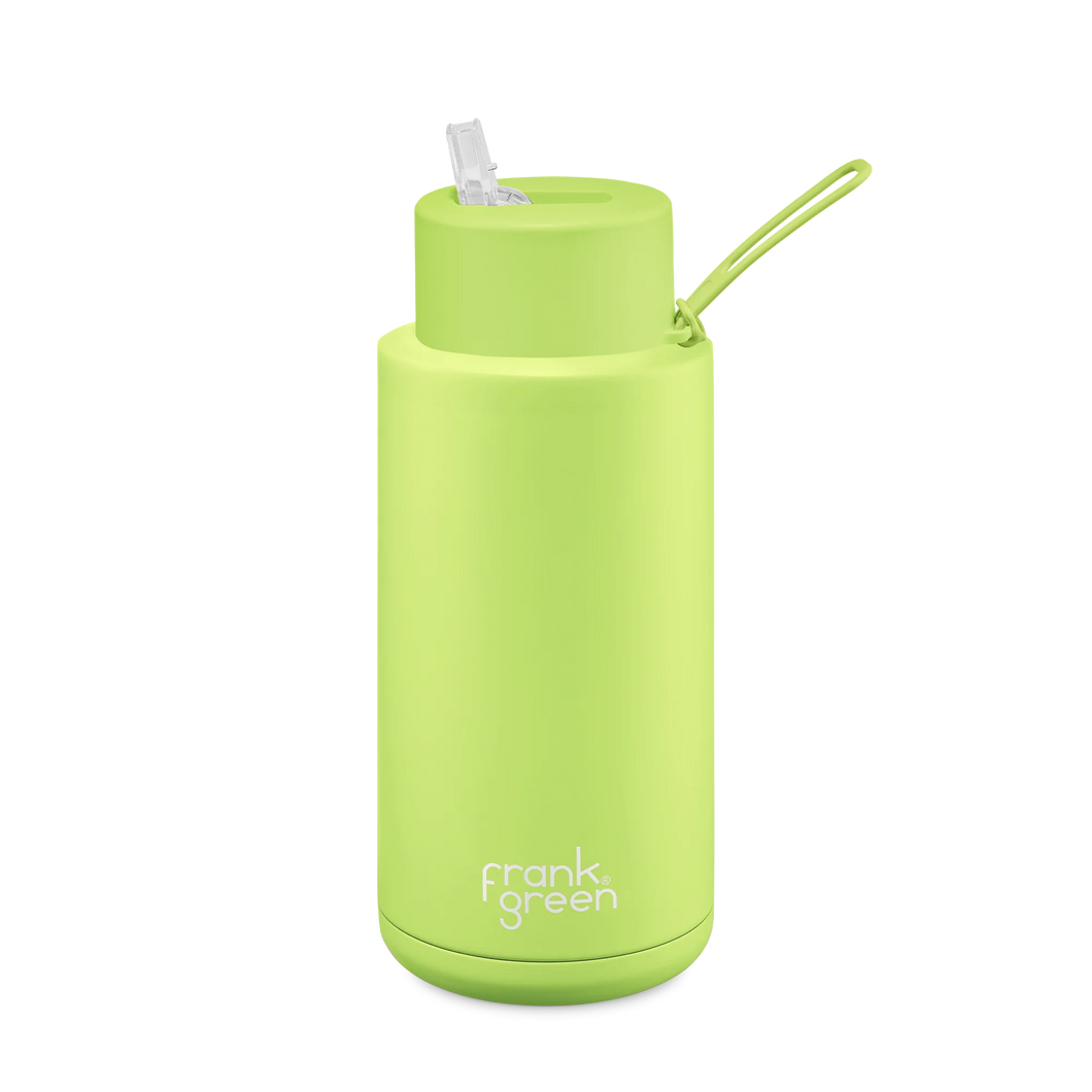 Frank Green Ceramic Reusable Bottle with Straw Lid 1 ltr - Pistachio Green