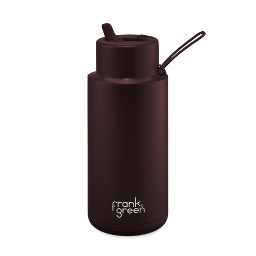 Frank Green Ceramic Reusable Bottle with Straw Lid 1 ltr - Chocolate
