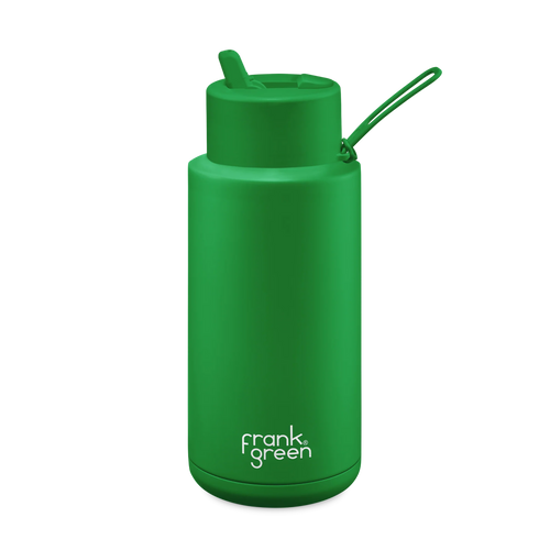 Frank Green Ceramic Reusable Bottle with Straw Lid 1 ltr - Evergreen