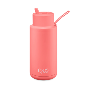 Frank Green Ceramic Reusable Bottle with Straw Lid 1 ltr - Sweet Peach
