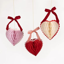 Load image into Gallery viewer, Meri Meri Honeycomb Heart Decorations