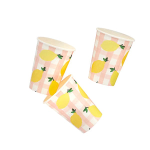 Lemon and Gingham Paper Cups