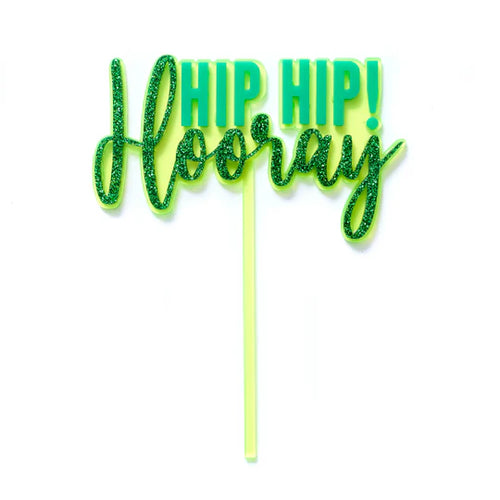 Hip Hip Hooray Neon Green Cake Topper