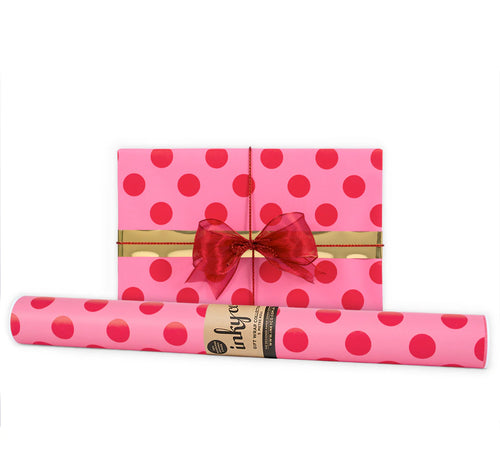 Wrapping Paper 5M Large Dot Red + Pink