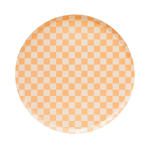 Checkered Peaches and Cream Plates Large (Pack 8)