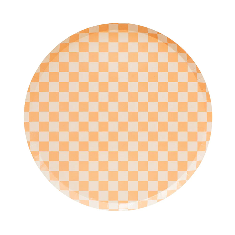 Checkered Peaches and Cream Plates Large (Pack 8)