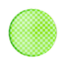 Load image into Gallery viewer, Checkered Lime Green Plates Small (Pack 8)