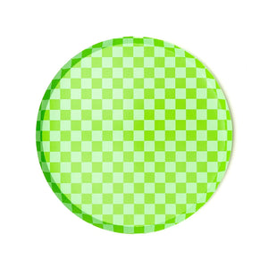 Checkered Lime Green Plates Small (Pack 8)