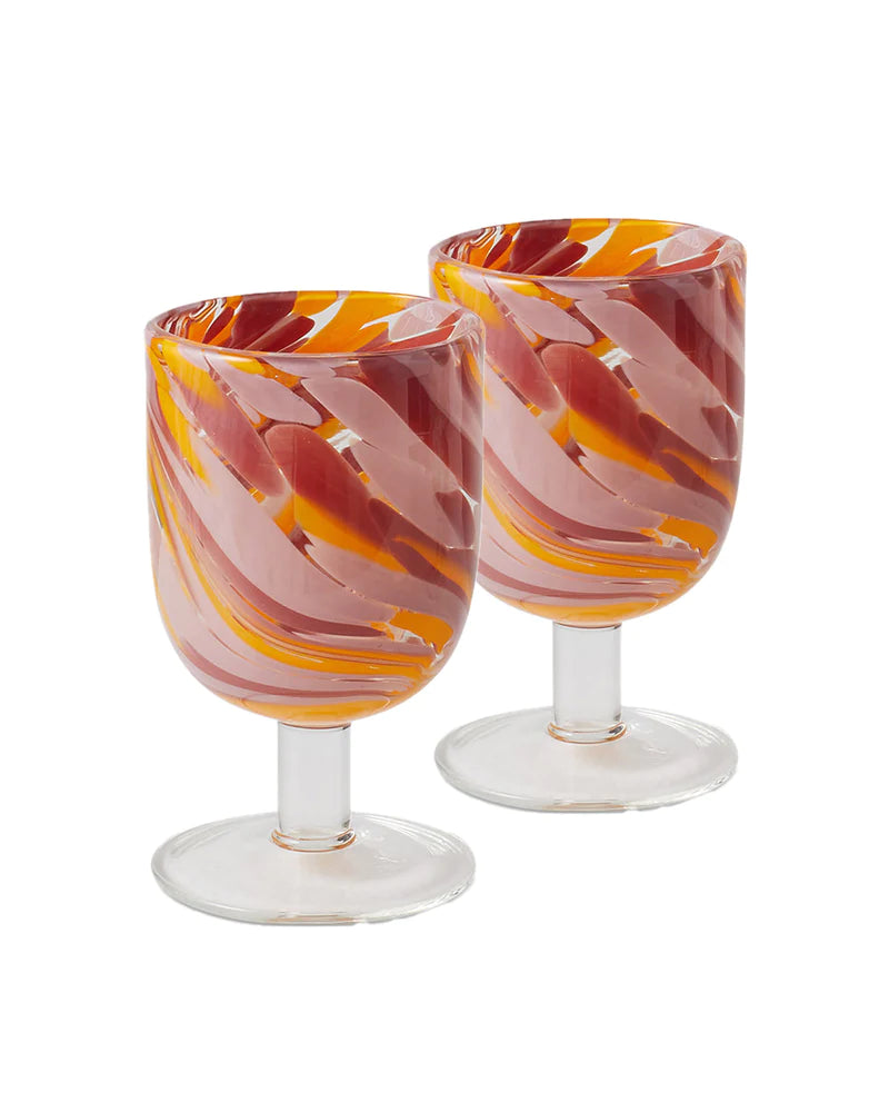 KIP & Co.DESERT FLOWER SWIRL WINE GLASS 2P SET