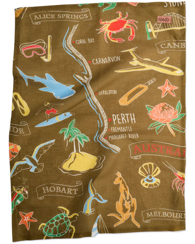 KIP & Co. Aussie Road Trip Green Tea Towel